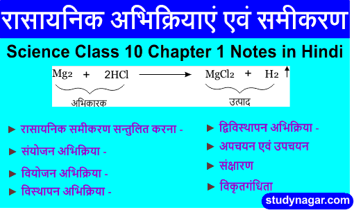 chemical reactions and equations Notes in hindi NCERT